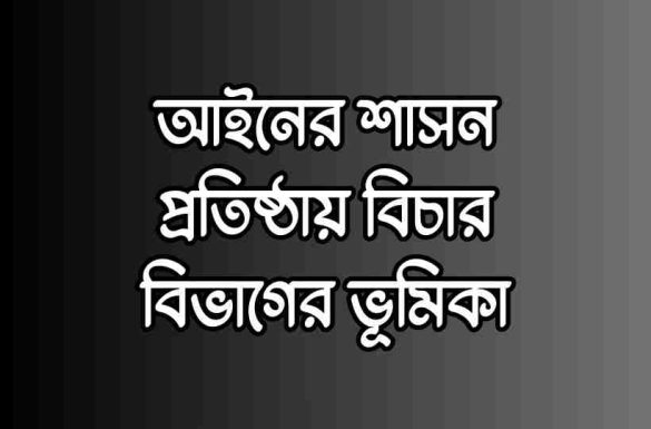 আইনের শাসন প্রতিষ্ঠায় বিচার বিভাগের ভূমিকা