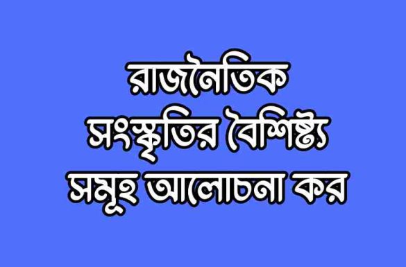 রাজনৈতিক সংস্কৃতির বৈশিষ্ট্য