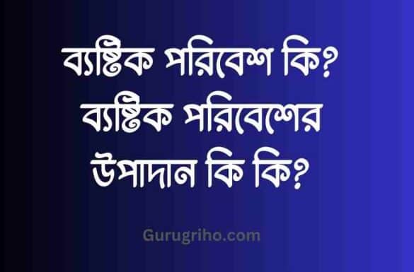 ব্যষ্টিক পরিবেশ কি, ব্যষ্টিক পরিবেশের উপাদান কি কি,